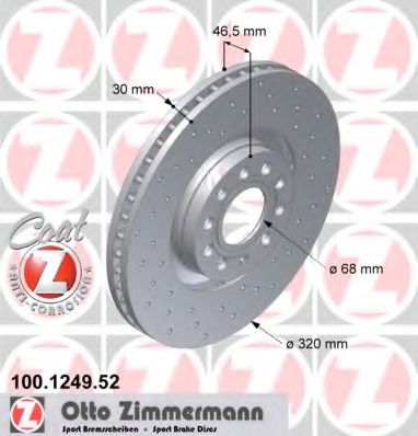 100.1249.52 ZIMMERMANN Brake System Brake Disc