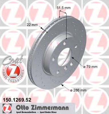 150.1269.52 ZIMMERMANN Brake System Brake Disc
