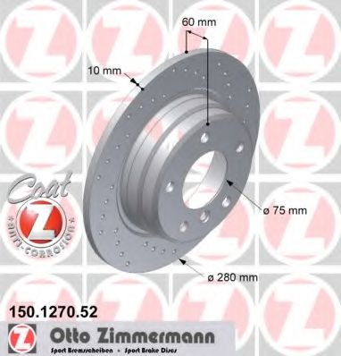 150.1270.52 ZIMMERMANN Brake System Brake Disc