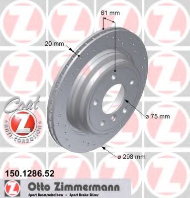 150.1286.52 ZIMMERMANN Brake System Brake Disc