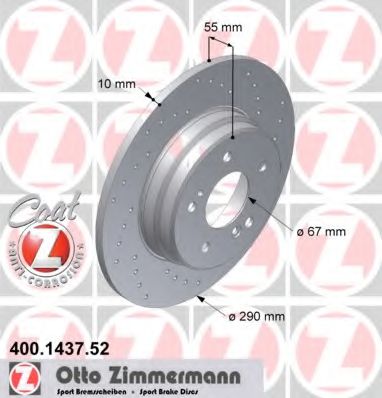 400.1437.52 ZIMMERMANN Brake System Brake Disc