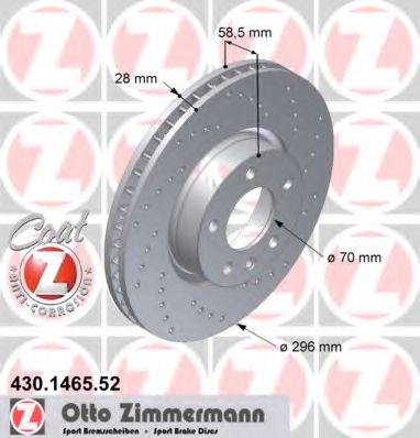 430.1465.52 ZIMMERMANN Brake System Brake Disc