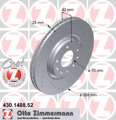 430.1488.52 ZIMMERMANN Brake System Brake Disc