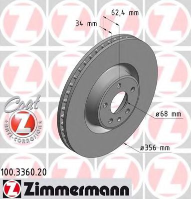 100.3360.20 ZIMMERMANN Brake System Brake Disc