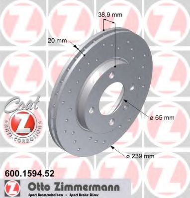 600.1594.52 ZIMMERMANN Brake System Brake Disc