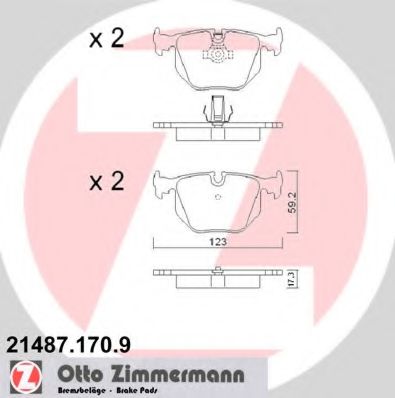 21487.170.9 ZIMMERMANN Тормозная система Комплект тормозных колодок, дисковый тормоз