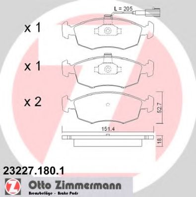 23227.180.1 ZIMMERMANN Brake System Brake Pad Set, disc brake
