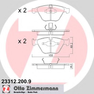 23312.200.9 ZIMMERMANN Тормозная система Комплект тормозных колодок, дисковый тормоз