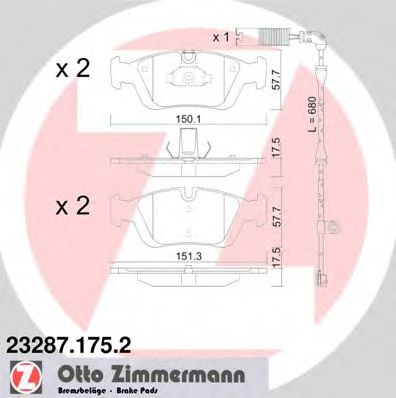 23287.175.2 ZIMMERMANN Brake System Brake Pad Set, disc brake