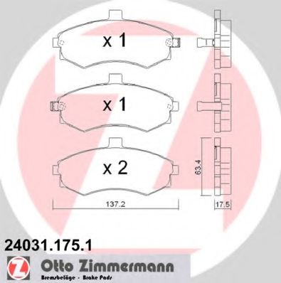 24031.175.1 ZIMMERMANN Brake System Brake Pad Set, disc brake