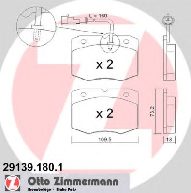 29139.180.1 ZIMMERMANN Brake Pad Set, disc brake
