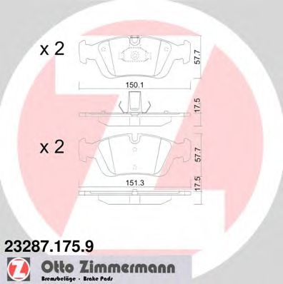 23287.175.9 ZIMMERMANN Тормозная система Комплект тормозных колодок, дисковый тормоз