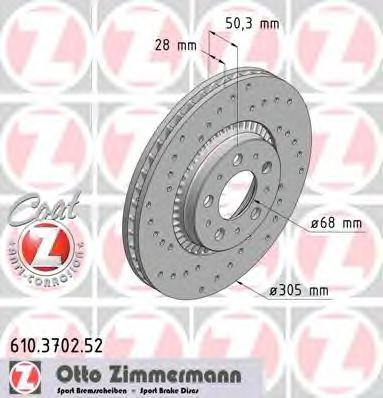 610.3702.52 ZIMMERMANN Brake System Brake Disc