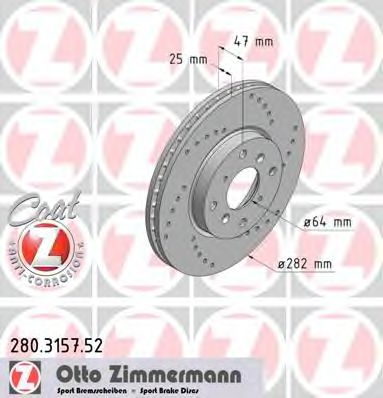 280.3157.52 ZIMMERMANN Brake System Brake Disc