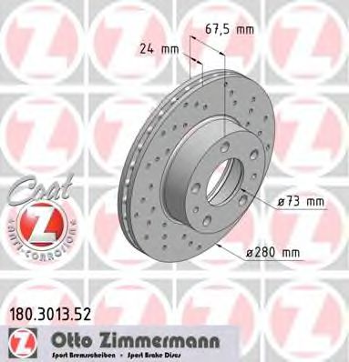 180.3013.52 ZIMMERMANN Brake System Brake Disc
