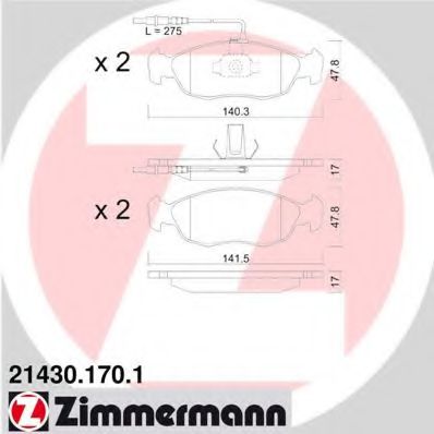 21430.170.1 ZIMMERMANN Brake System Brake Pad Set, disc brake