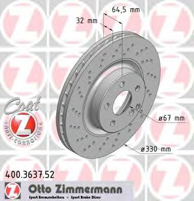 400.3637.52 ZIMMERMANN Brake System Brake Disc