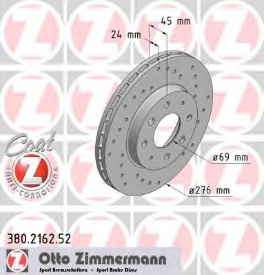 380.2162.52 ZIMMERMANN Brake System Brake Disc