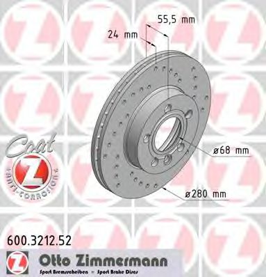 600.3212.52 ZIMMERMANN Тормозная система Тормозной диск