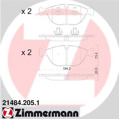 21484.205.1 ZIMMERMANN Brake System Brake Pad Set, disc brake