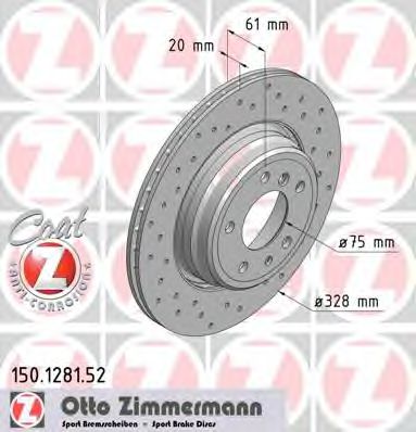 150.1281.52 ZIMMERMANN Brake System Brake Disc