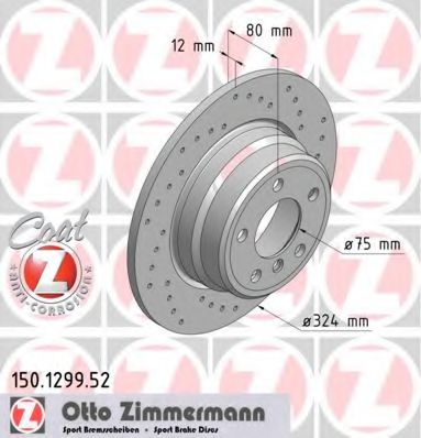 150.1299.52 ZIMMERMANN Brake System Brake Disc