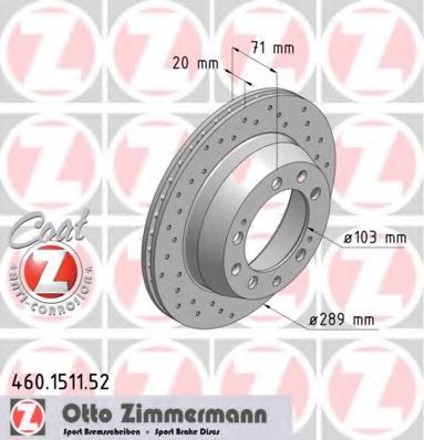 460.1511.52 ZIMMERMANN Brake System Brake Disc