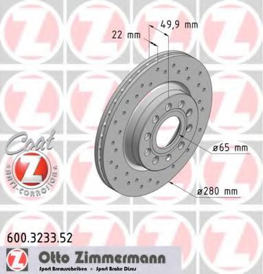 600.3233.52 ZIMMERMANN Brake System Brake Disc