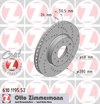610.1195.52 ZIMMERMANN Brake System Brake Disc