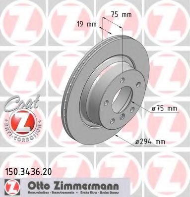 150.3436.20 ZIMMERMANN Brake System Brake Disc