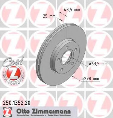 250.1352.20 ZIMMERMANN Brake System Brake Disc