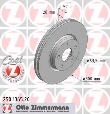 250.1365.20 ZIMMERMANN Brake Disc