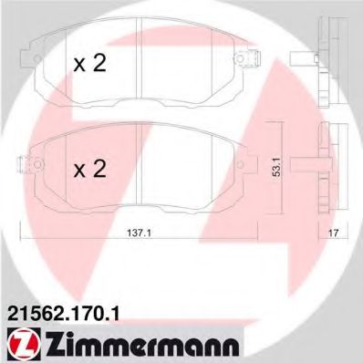 21562.170.1 ZIMMERMANN Brake System Brake Pad Set, disc brake