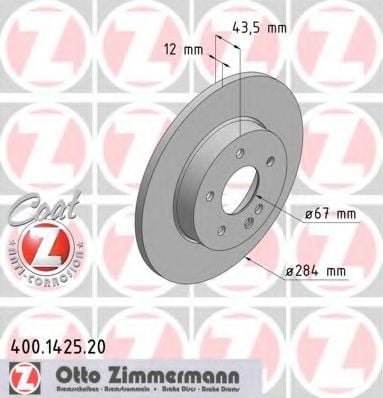 400.1425.20 ZIMMERMANN Brake System Brake Disc