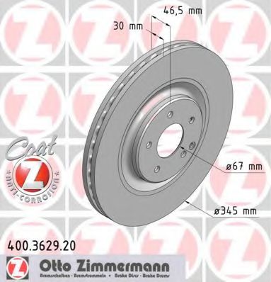 400.3629.20 ZIMMERMANN Brake System Brake Disc