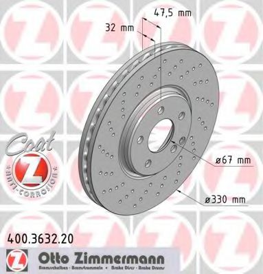 400.3632.20 ZIMMERMANN Brake System Brake Disc