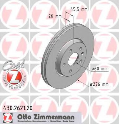 430.2621.20 ZIMMERMANN Brake System Brake Disc
