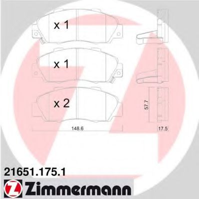 21651.175.1 ZIMMERMANN Brake System Brake Pad Set, disc brake