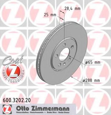 600.3202.20 ZIMMERMANN Brake System Brake Disc