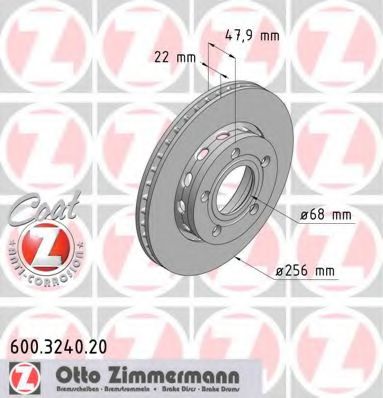 600.3240.20 ZIMMERMANN Brake System Brake Disc