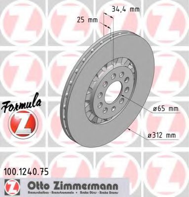 100.1240.75 ZIMMERMANN Brake System Brake Disc