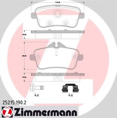25215.190.2 ZIMMERMANN Brake System Brake Pad Set, disc brake