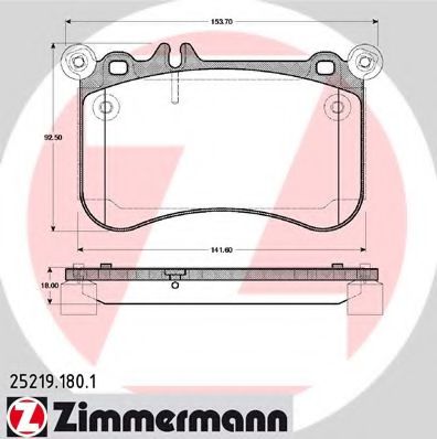 25219.180.1 ZIMMERMANN Brake System Brake Pad Set, disc brake