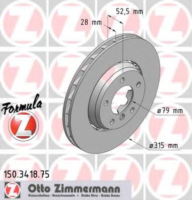 150.3418.75 ZIMMERMANN Brake System Brake Disc