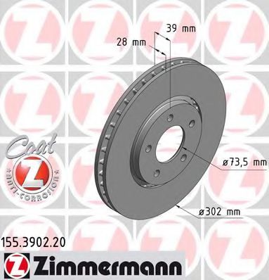 155.3902.20 ZIMMERMANN Brake System Brake Disc