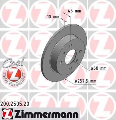 200.2505.20 ZIMMERMANN Brake System Brake Disc
