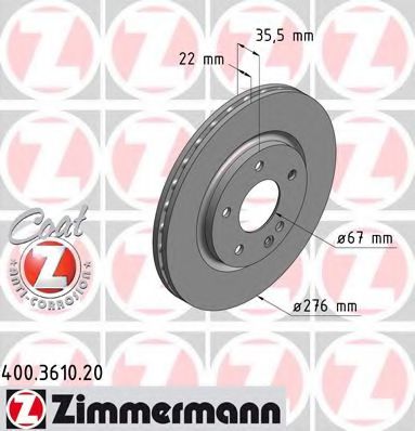 400.3610.20 ZIMMERMANN Brake System Brake Disc