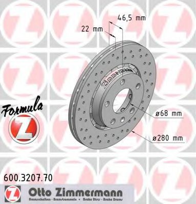 600.3207.70 ZIMMERMANN Brake System Brake Disc