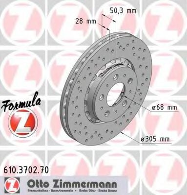 610.3702.70 ZIMMERMANN Brake System Brake Disc