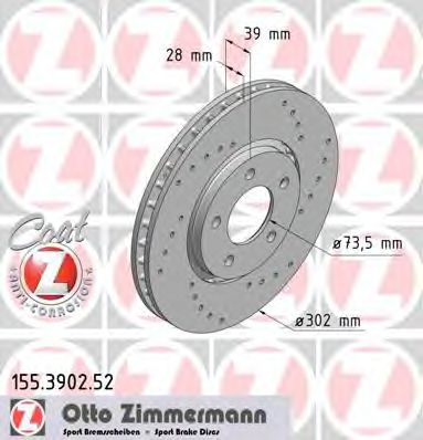 155.3902.52 ZIMMERMANN Brake System Brake Disc